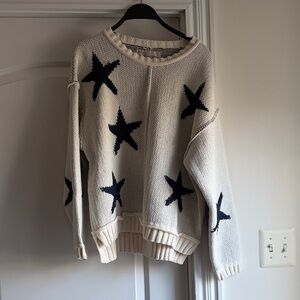 Vintage Havana Cream Sweater with Navy Star Motif